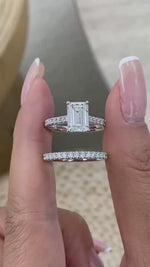 Tamara 3 Emerald Lab-Grown Diamond Bridal Set, Side Stone Rings Set