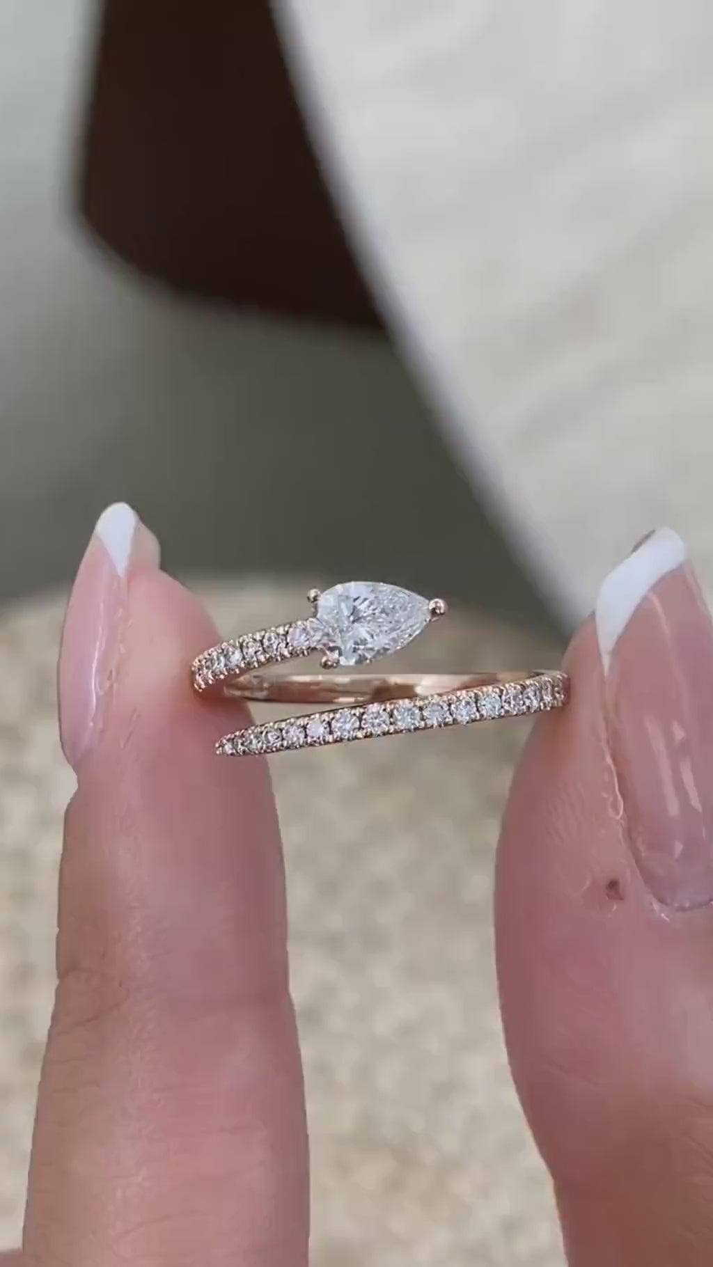 Cassidy 0.6 Pear Lab-Grown Diamond Side Stone,Special Engagement Ring