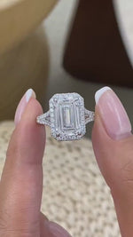 Lilian 5.9 Emerald Lab-Grown Diamond Halo, Split Shank Engagement Ring