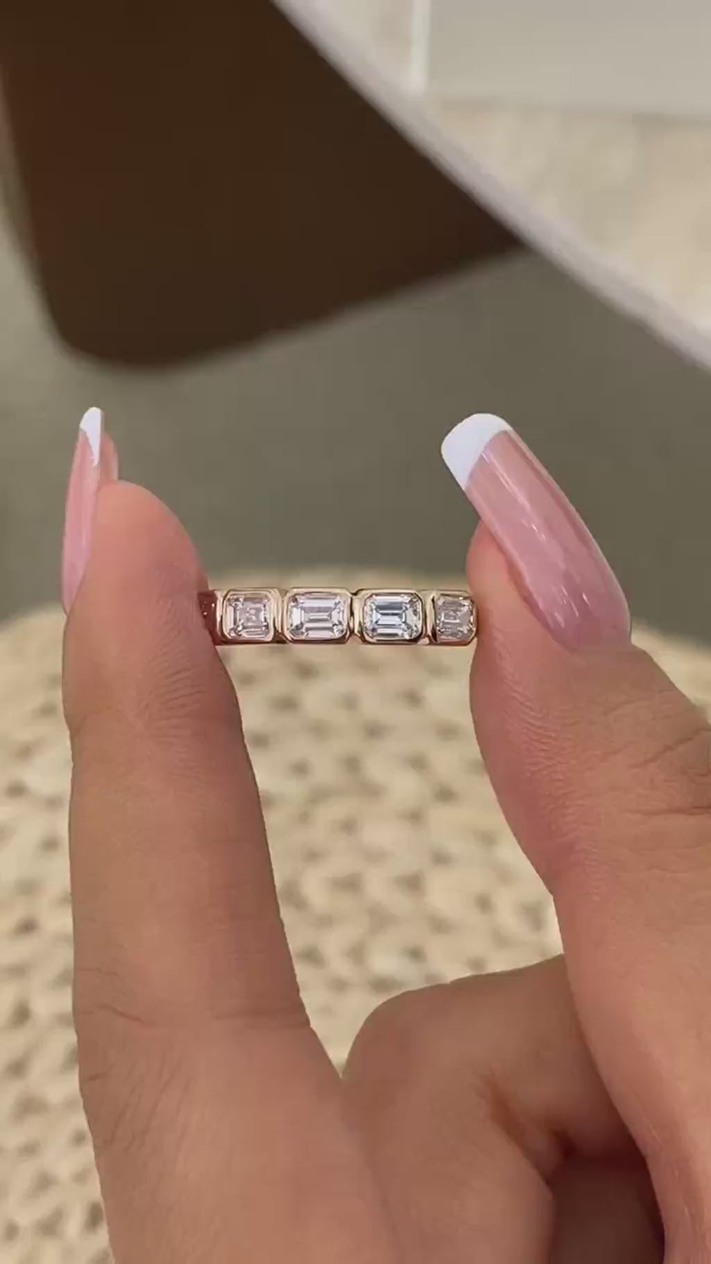 Jolene 1.1 Emerald Lab-Grown Diamond Half-Eternity, Bezel Ring