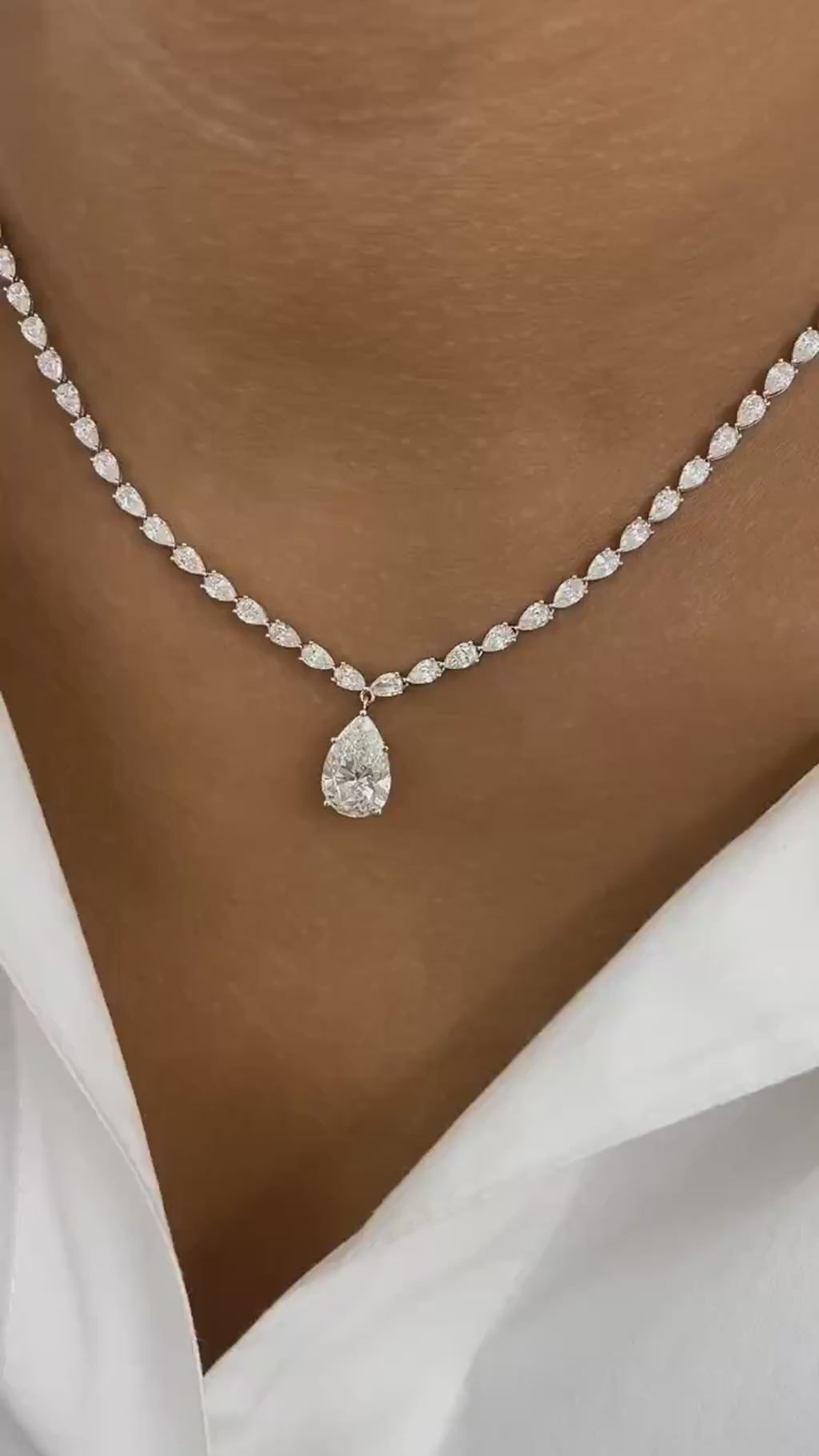 Briar 12.7 Pear Lab-Grown Diamond Tennis, Solitaire Necklace