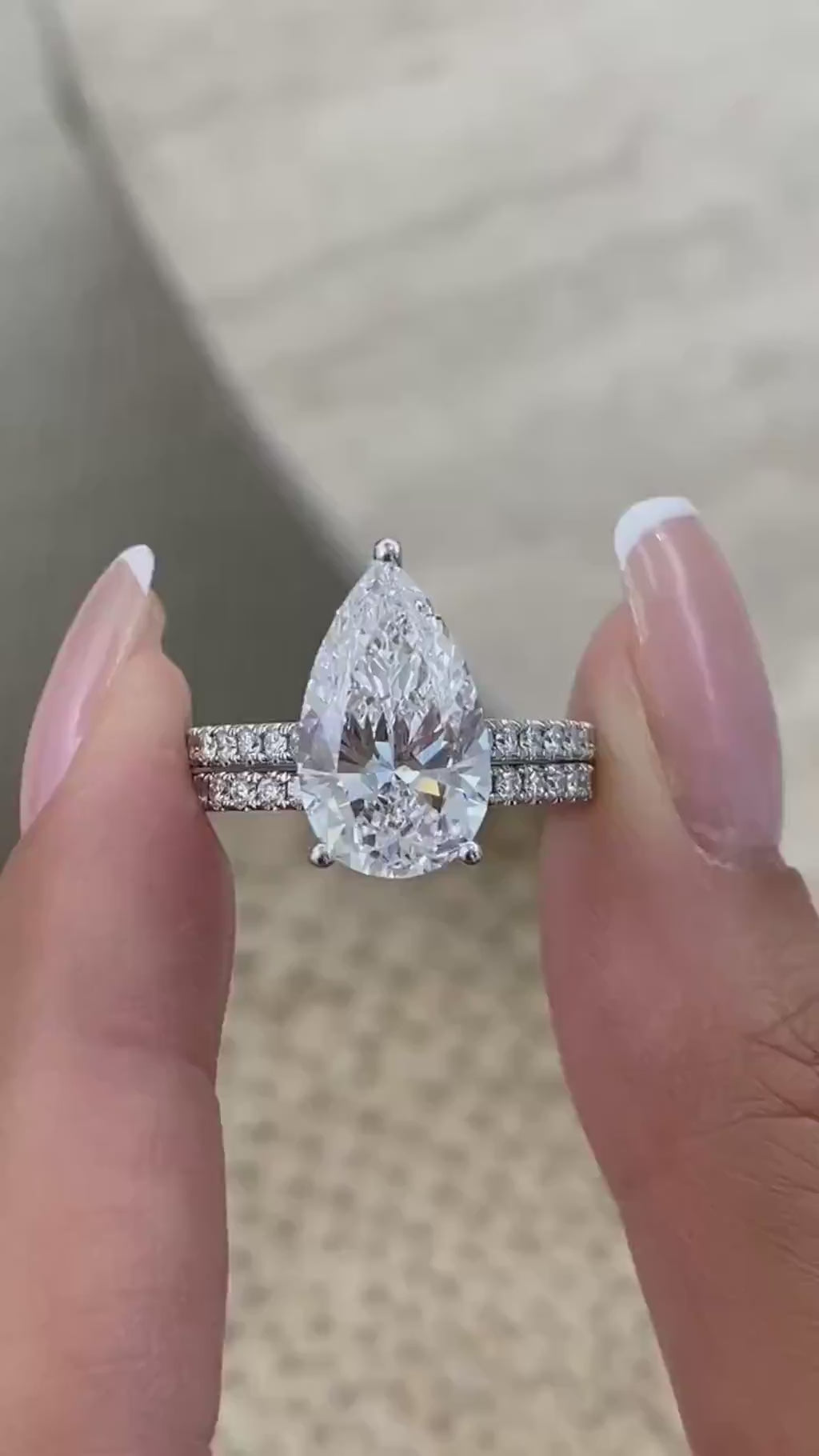 Tamara 4.8 Pear Lab-Grown Diamond Bridal Set, Side Stone Rings Set