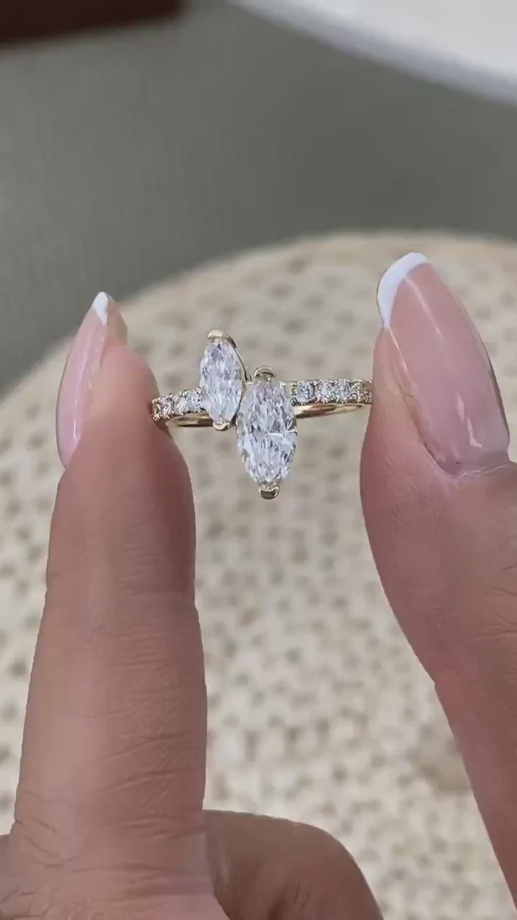 Juliet 1.5 Marquise,Round Lab-Grown Diamond Side Stone, Special Ring