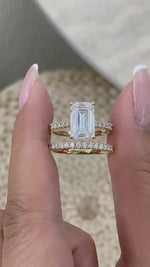 Tamara 4 Emerald Lab-Grown Diamond Bridal Set, Side Stone Rings Set