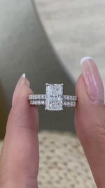 Tamara 3 Radiant Lab-Grown Diamond Bridal Set, Side Stone Rings Set