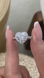 Stella 3.5 Heart Lab-Grown Diamond Halo, Side Stone Engagement Ring