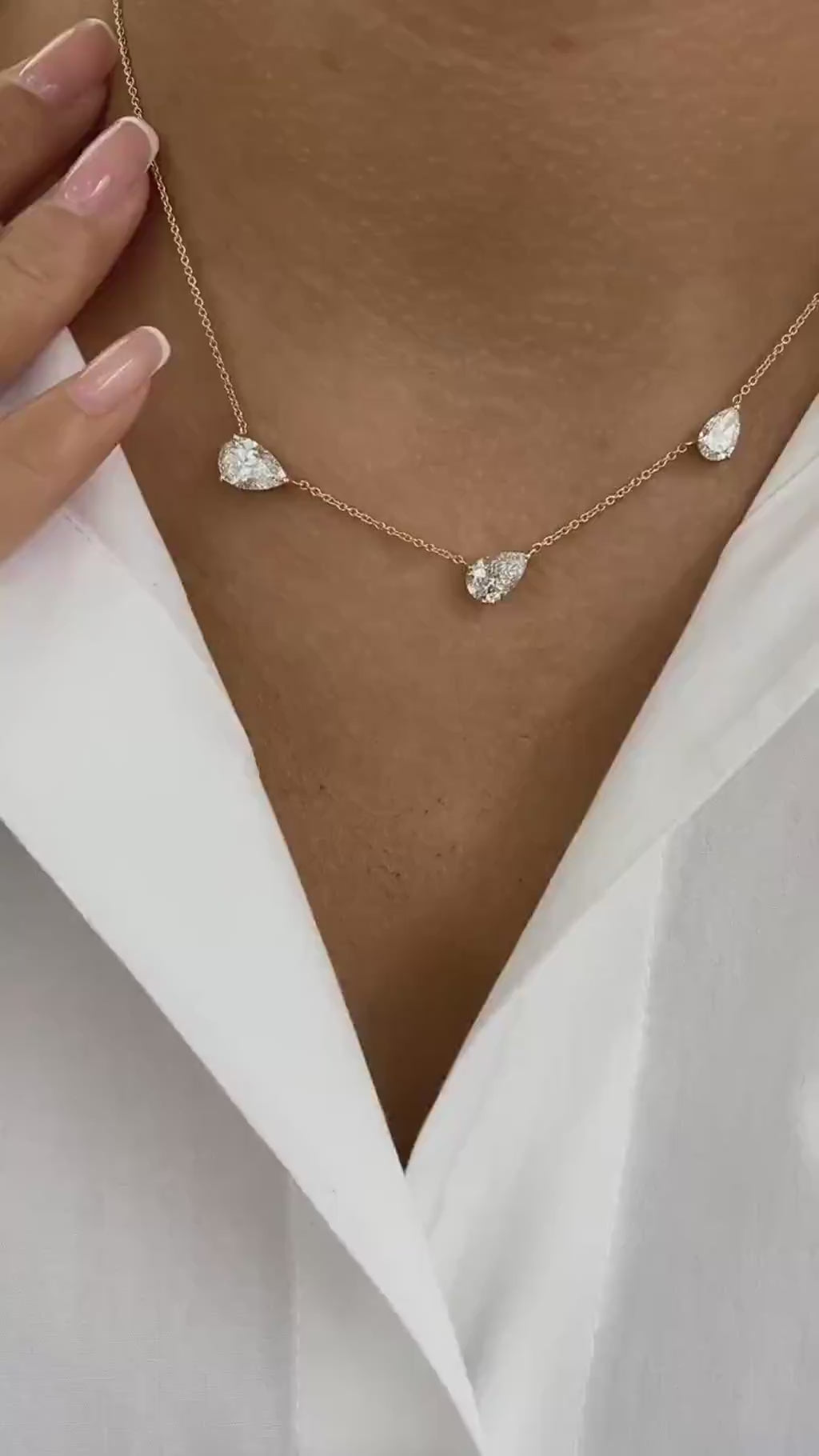 Gabrielle 3.1 Pear Lab-Grown Diamond Chain, Station Necklace