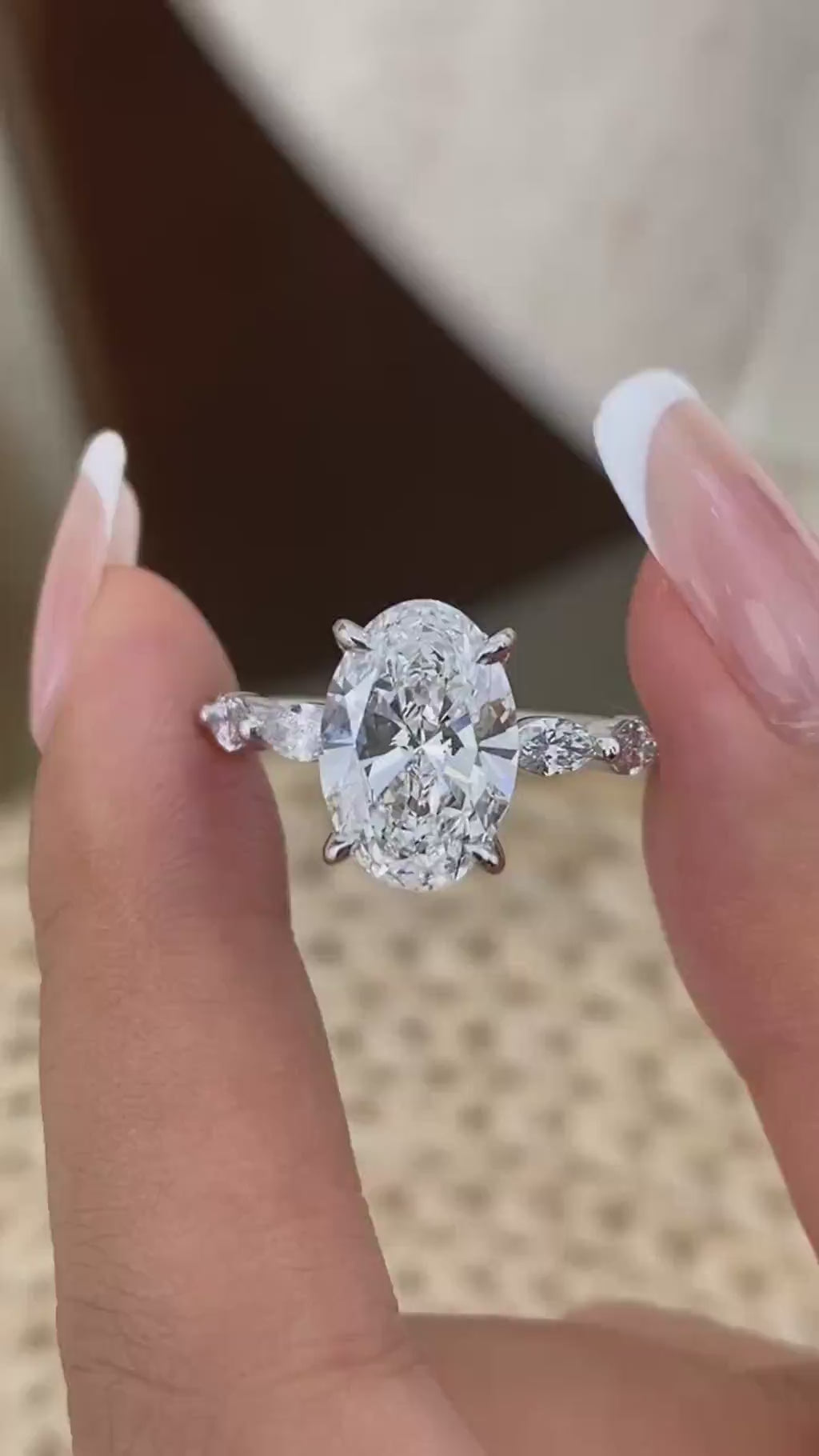 Presley 3.8 Oval Lab-Grown Diamond Side Stone Ring