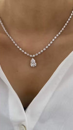 Briar 14.1 Pear Lab-Grown Diamond Tennis, Solitaire Necklace