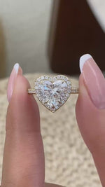 Stella 3.5 Heart Lab-Grown Diamond Halo, Side Stone Engagement Ring