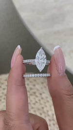 Tamara 3.5 Marquise Lab-Grown Diamond Bridal Set, Side Stone Rings Set
