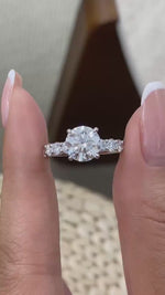 Abigail 3.2 Round Lab-Grown Diamond Side Stone Engagement Ring