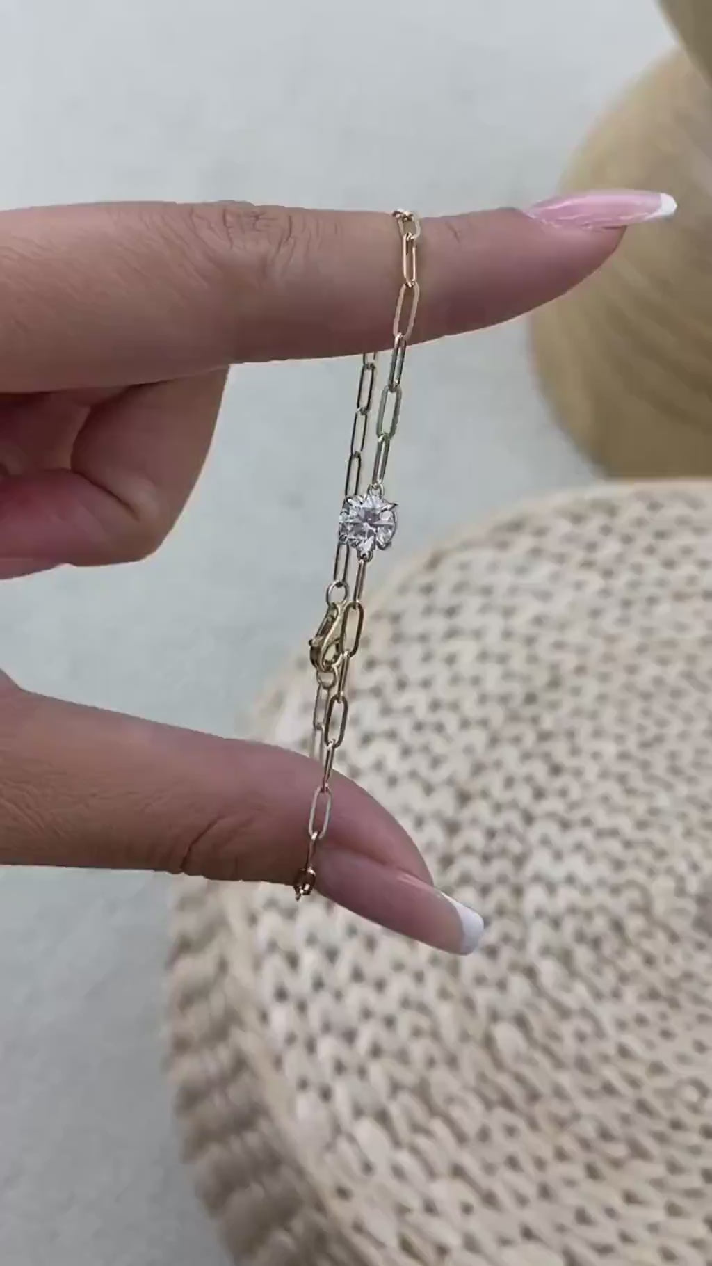 Diana 0.9 Round Lab-Grown Diamond Solitaire, Chain Bracelet