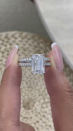 Tamara 4.9 Emerald Lab-Grown Diamond Bridal Set, Side Stone Rings Set