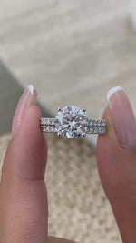 Tamara 3.4 Round Lab-Grown Diamond Bridal Set, Side Stone Rings Set