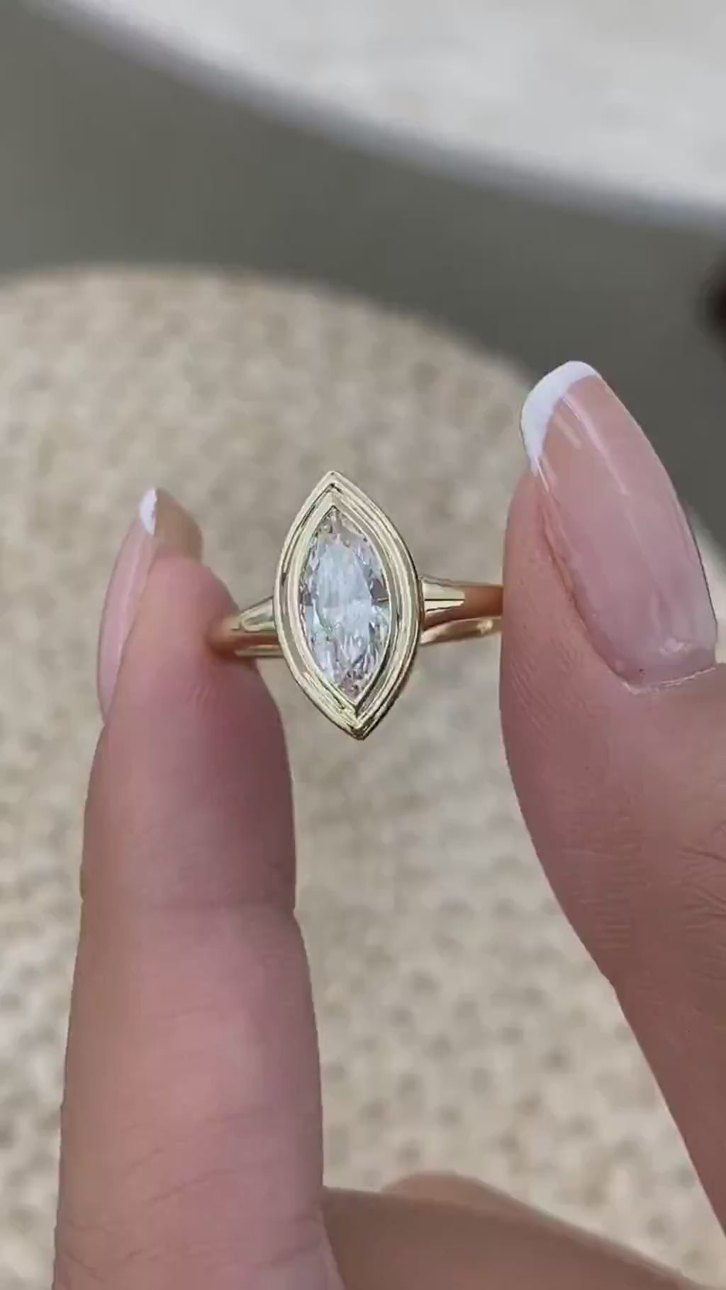 Serena 1 Marquise Lab-Grown Diamond Solitaire, Bezel Ring