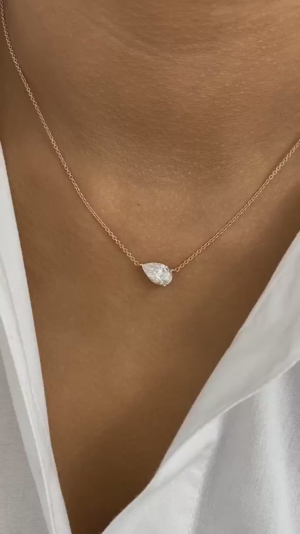 Samantha 1.5 Pear Lab-Grown Diamond Solitaire, Chain Necklace