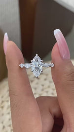 Jenna 2.2 Marquise Lab-Grown Diamond Side Stone, Hidden Halo Ring
