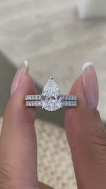 Tamara 2.9 Pear Lab-Grown Diamond Bridal Set, Side Stone Rings Set