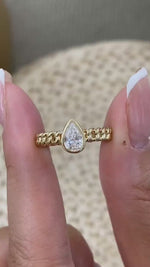 Giselle 0.5 Pear Lab-Grown Diamond Solitaire, Bezel Engagement Ring