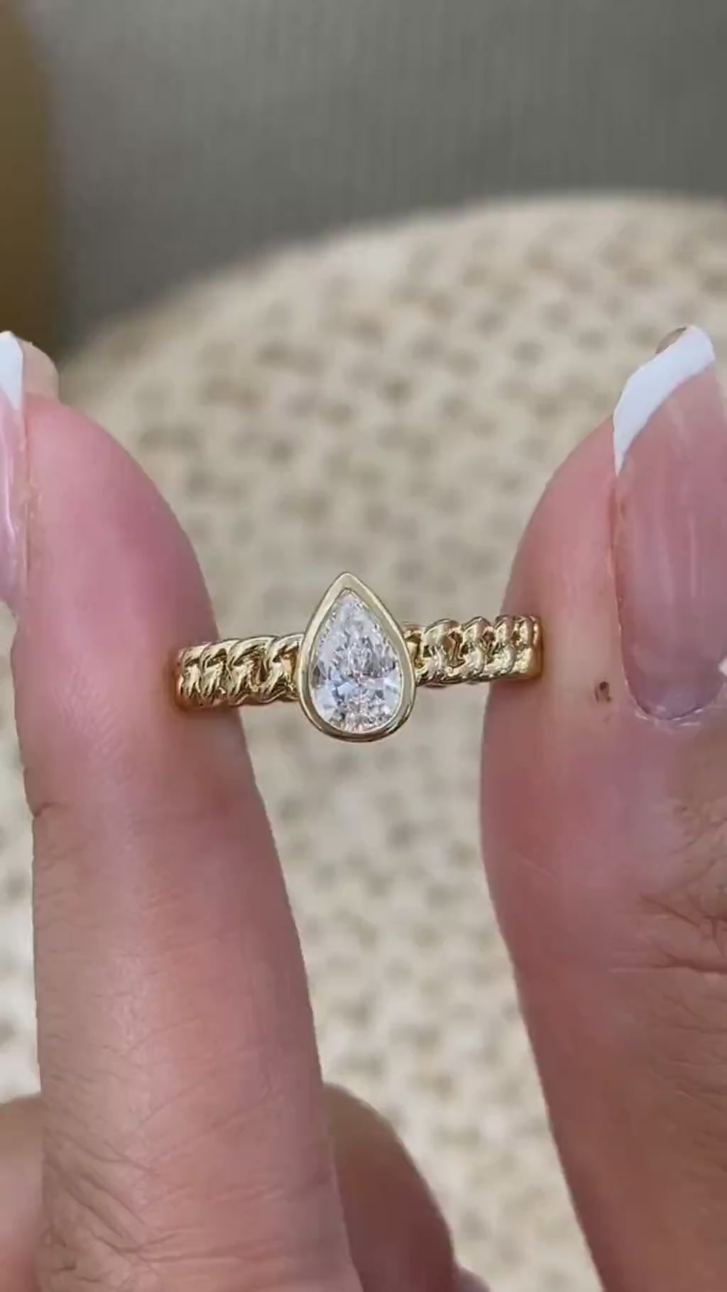 Giselle 0.5 Pear Lab-Grown Diamond Solitaire, Bezel Engagement Ring