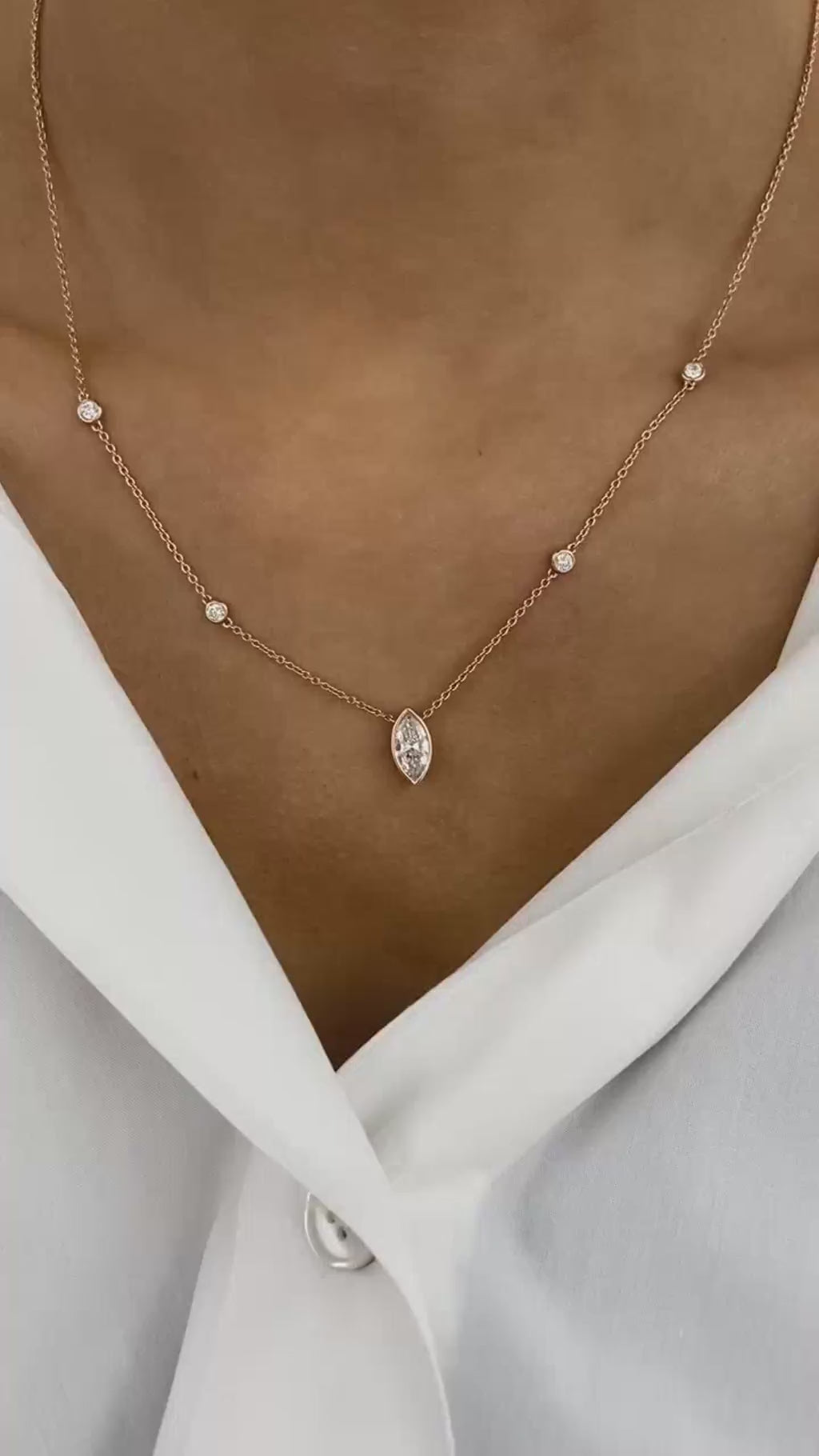 Eliana 1.0 Marquise Lab-Grown Diamond Solitaire, Station Necklace