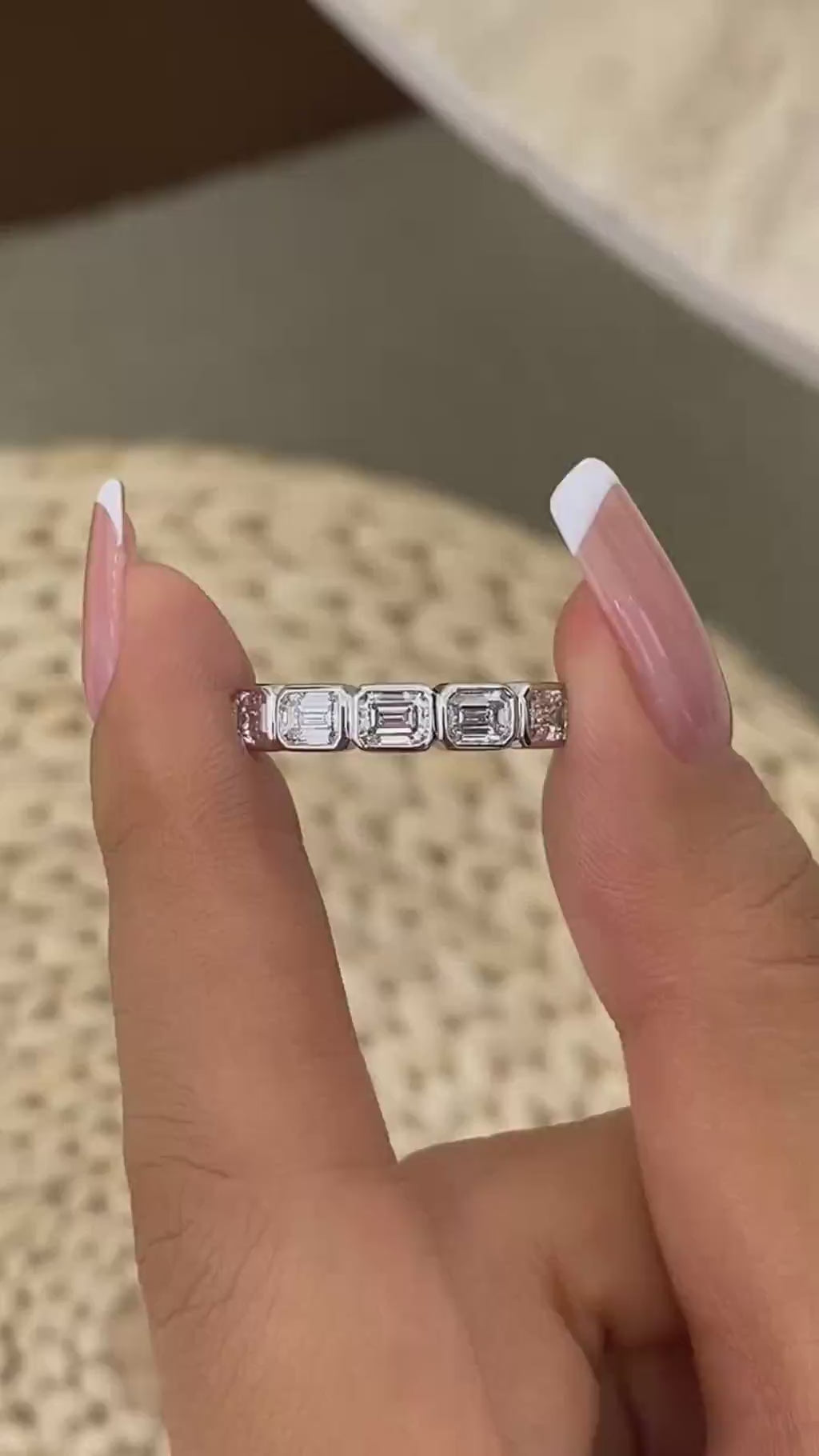 Jolene 1.1 Emerald Lab-Grown Diamond Half-Eternity, Bezel Ring