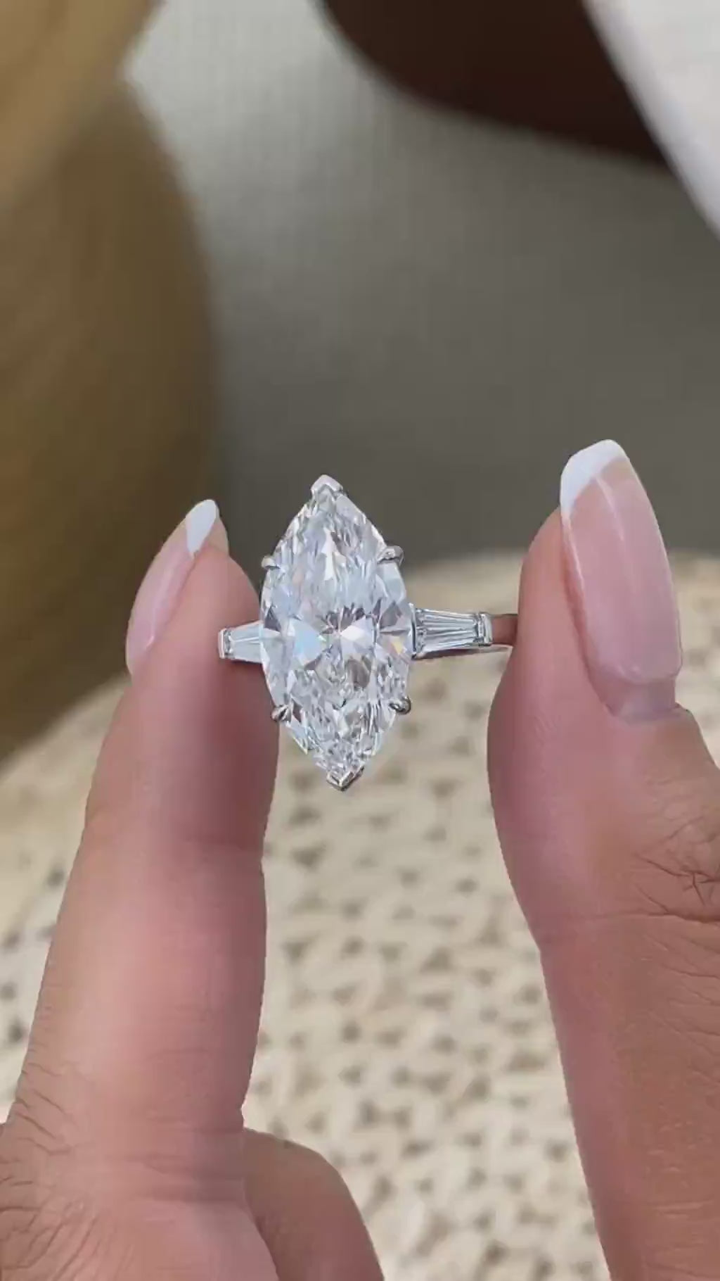 Sarah 7.6 Marquise Lab-Grown Diamond Three Stone Engagement Ring