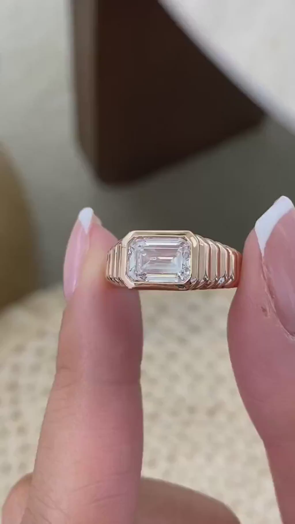 Lauren 2 Emerald Lab-Grown Diamond Special, Bezel Ring