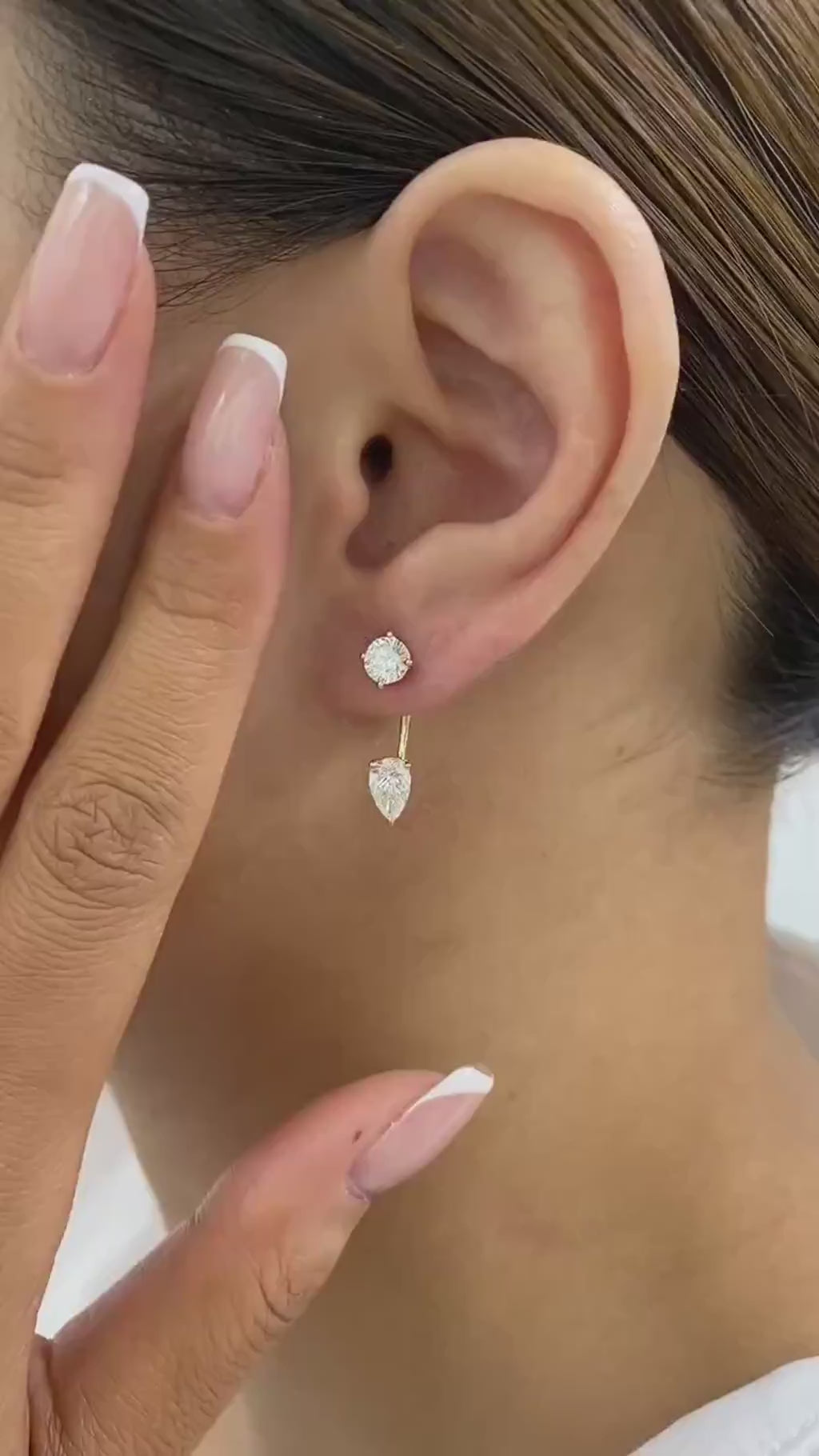 Fiona 2.1 Pear,Round Lab-Grown Diamond Drop, Studs Earrings